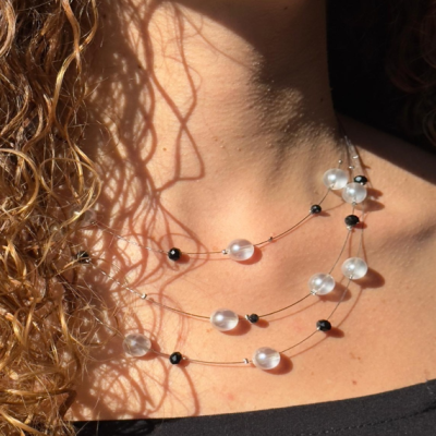 White Cluster Drops Necklace